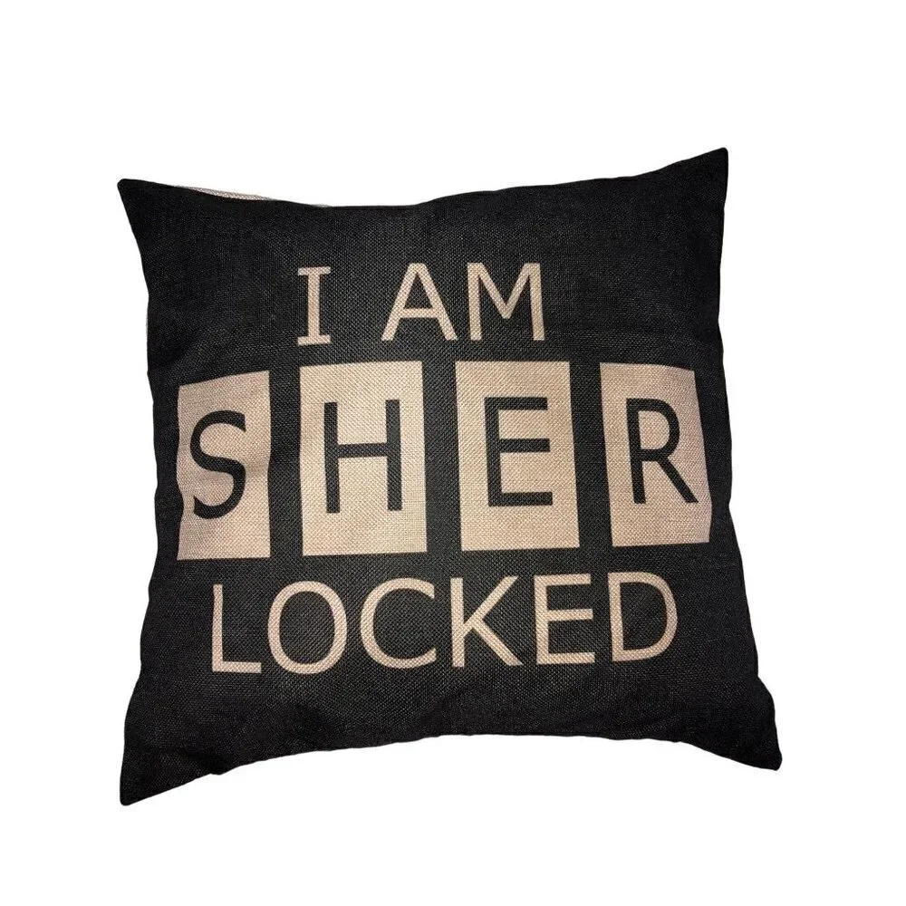I Am Sherlocked Graphic Throw Pillow BBC Sherlock Holmes Square Feather Burlap